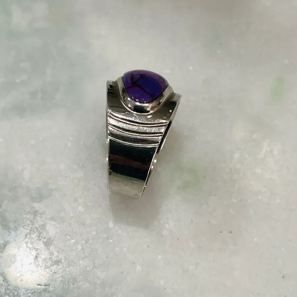 Sterling Silver Turquoise and purple accent cigar band